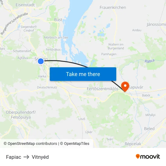 Fapiac to Vitnyéd map