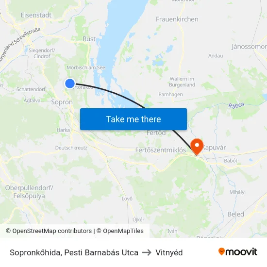 Sopronkőhida, Pesti Barnabás Utca to Vitnyéd map