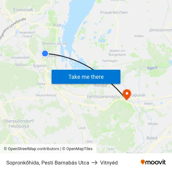 Sopronkőhida, Pesti Barnabás Utca to Vitnyéd map