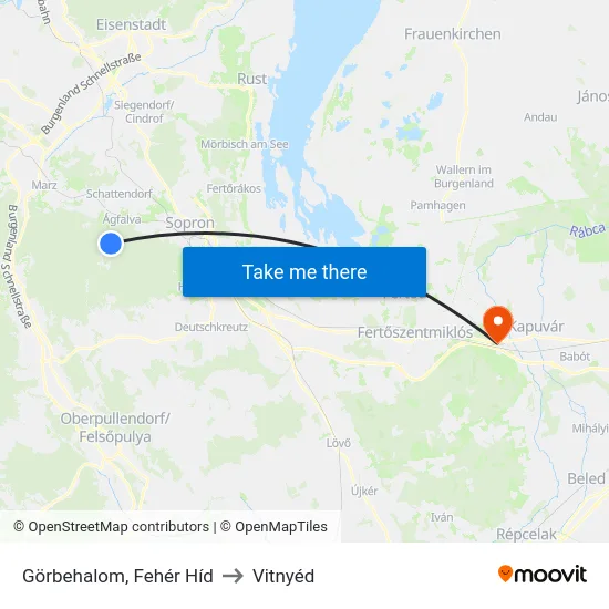 Görbehalom, Fehér Híd to Vitnyéd map