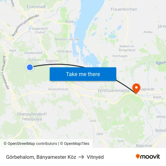 Görbehalom, Bányamester Köz to Vitnyéd map