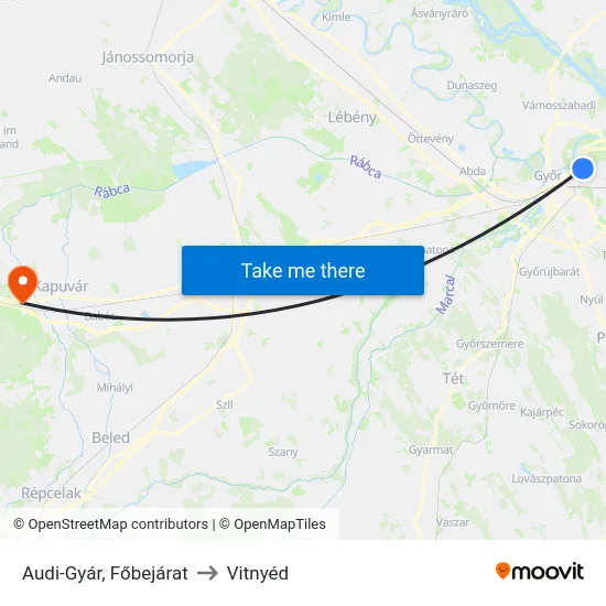Audi-Gyár, Főbejárat to Vitnyéd map
