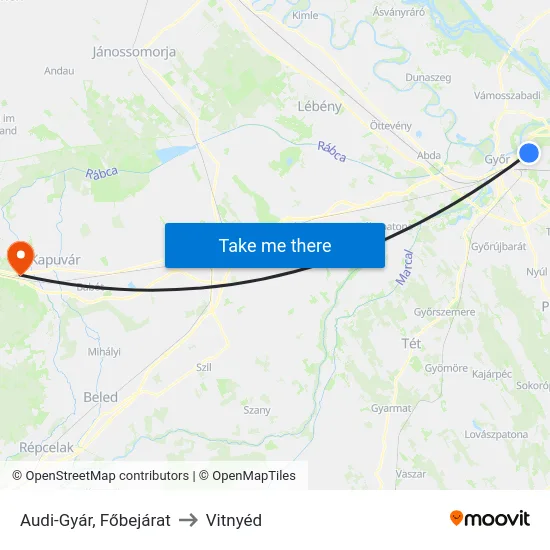 Audi-Gyár, Főbejárat to Vitnyéd map