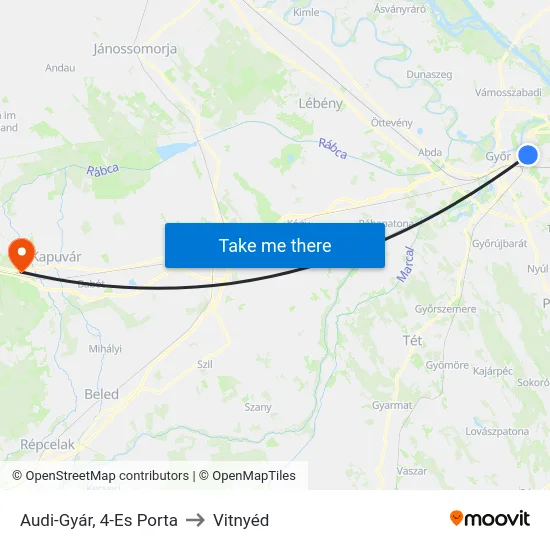 Audi-Gyár, 4-Es Porta to Vitnyéd map