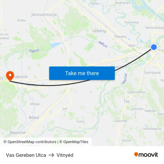 Vas Gereben Utca to Vitnyéd map