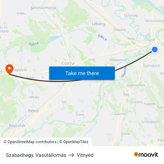 Szabadhegy, Vasútállomás to Vitnyéd map