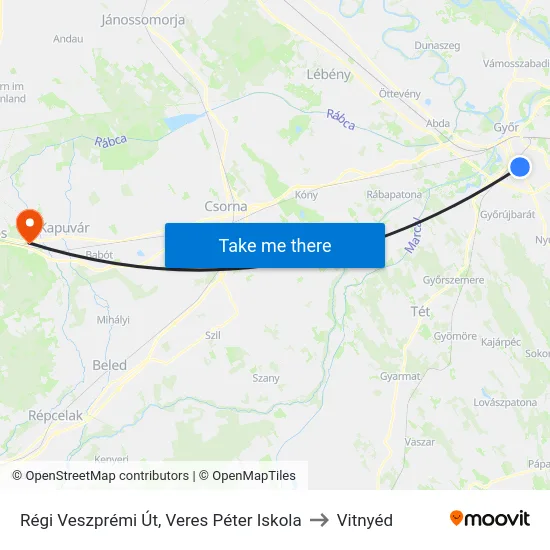 Régi Veszprémi Út, Veres Péter Iskola to Vitnyéd map