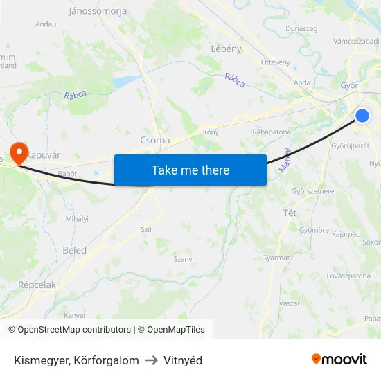 Kismegyer, Körforgalom to Vitnyéd map
