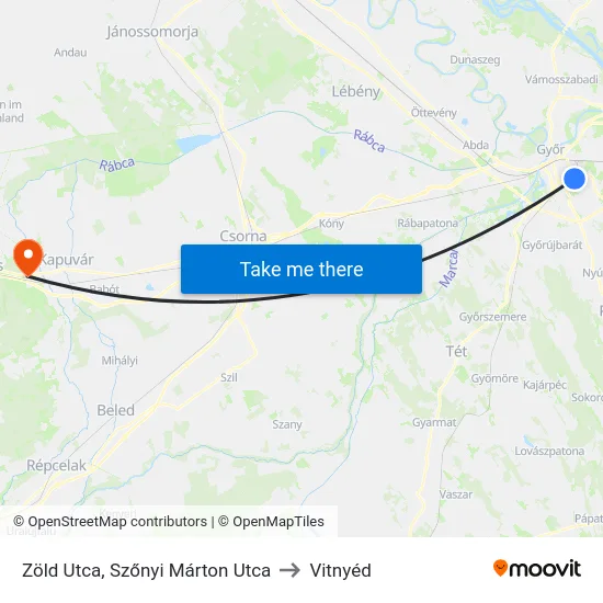 Zöld Utca, Szőnyi Márton Utca to Vitnyéd map
