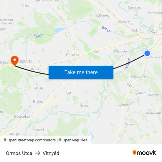 Ormos Utca to Vitnyéd map