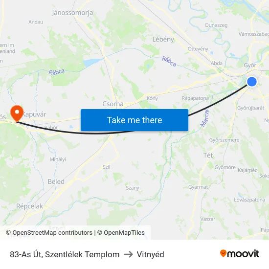 83-As Út, Szentlélek Templom to Vitnyéd map