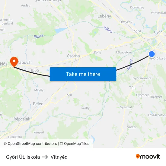 Győri Út, Iskola to Vitnyéd map