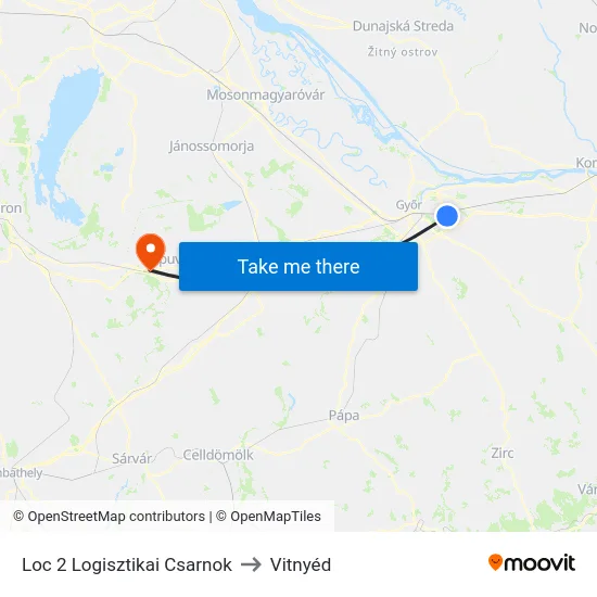Loc 2 Logisztikai Csarnok to Vitnyéd map