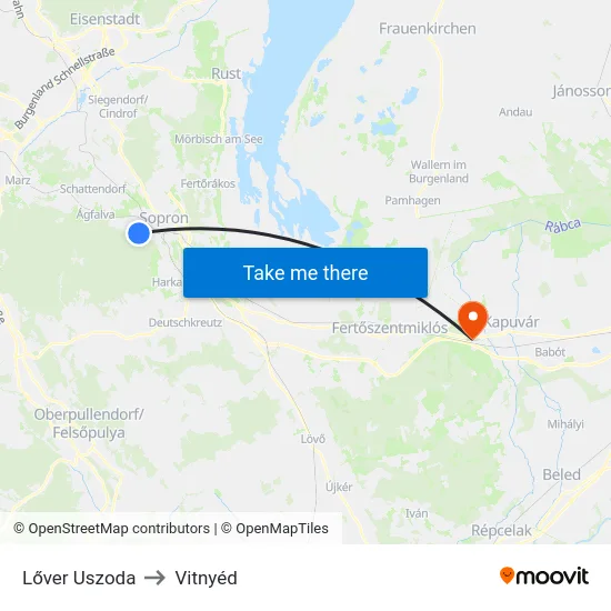 Lőver Uszoda to Vitnyéd map