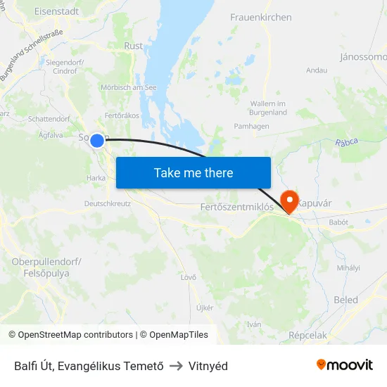 Balfi Út, Evangélikus Temető to Vitnyéd map