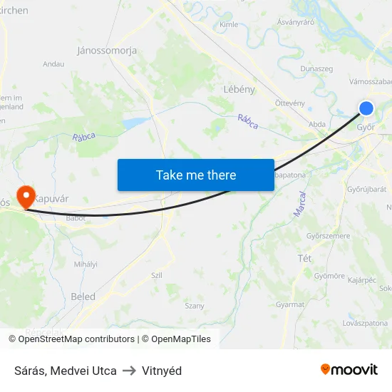 Sárás, Medvei Utca to Vitnyéd map