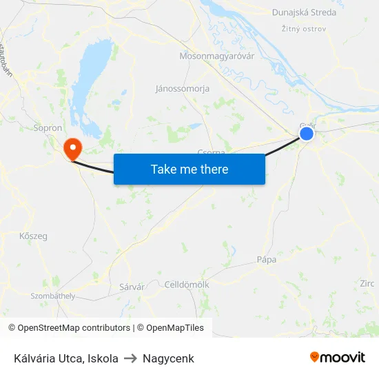 Kálvária Utca, Iskola to Nagycenk map