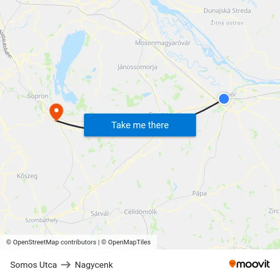 Somos Utca to Nagycenk map