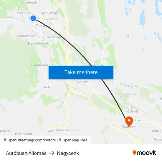 Autóbusz-Állomás to Nagycenk map