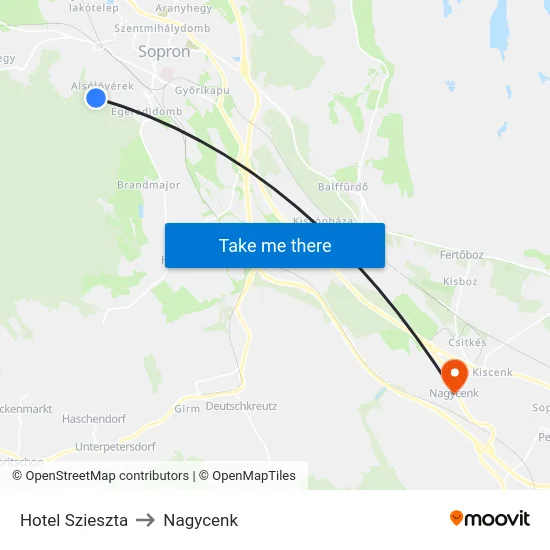 Hotel Szieszta to Nagycenk map