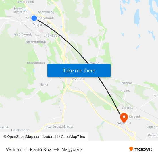 Várkerület, Festő Köz to Nagycenk map