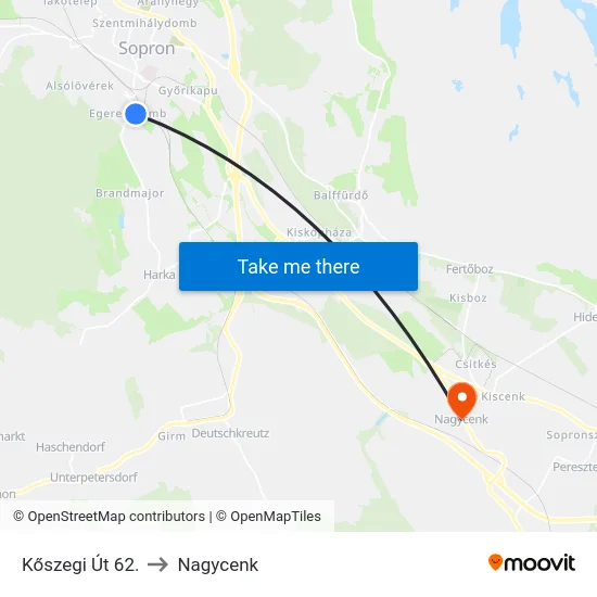 Kőszegi Út 62. to Nagycenk map