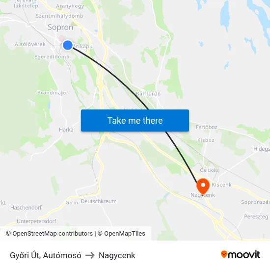 Győri Út, Autómosó to Nagycenk map