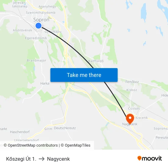 Kőszegi Út 1. to Nagycenk map