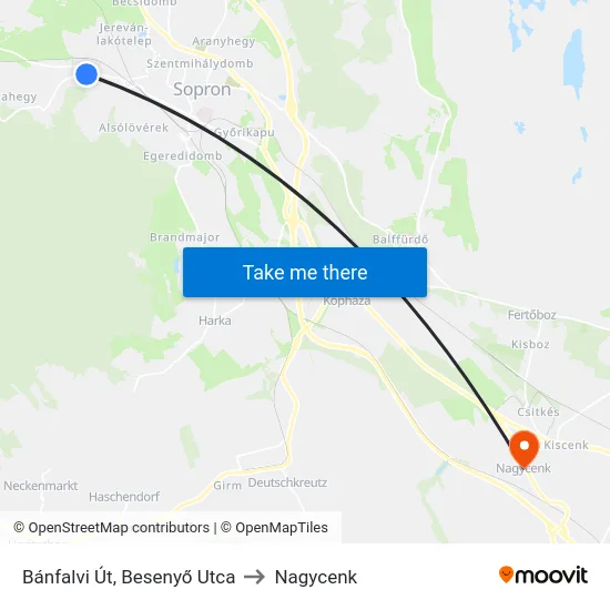 Bánfalvi Út, Besenyő Utca to Nagycenk map