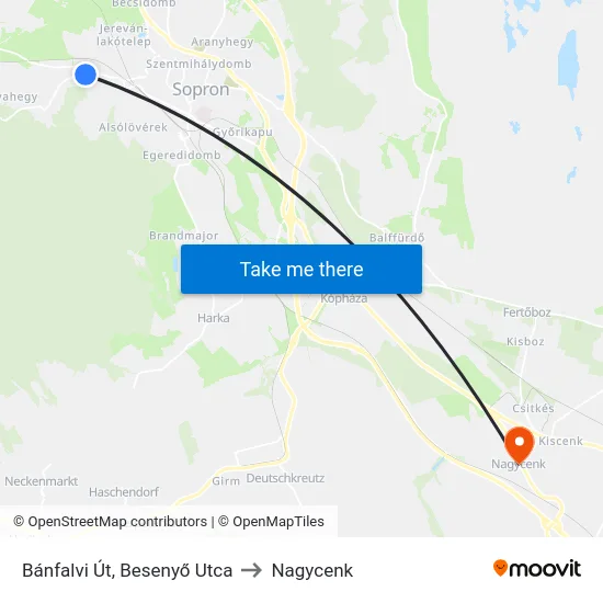 Bánfalvi Út, Besenyő Utca to Nagycenk map