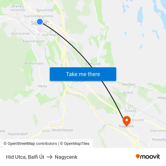 Híd Utca, Balfi Út to Nagycenk map