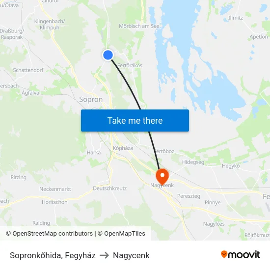 Sopronkőhida, Fegyház to Nagycenk map