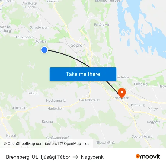 Brennbergi Út, Ifjúsági Tábor to Nagycenk map