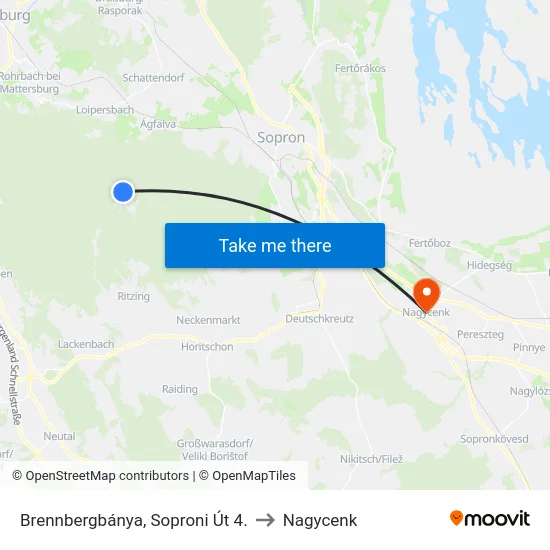 Brennbergbánya, Soproni Út 4. to Nagycenk map