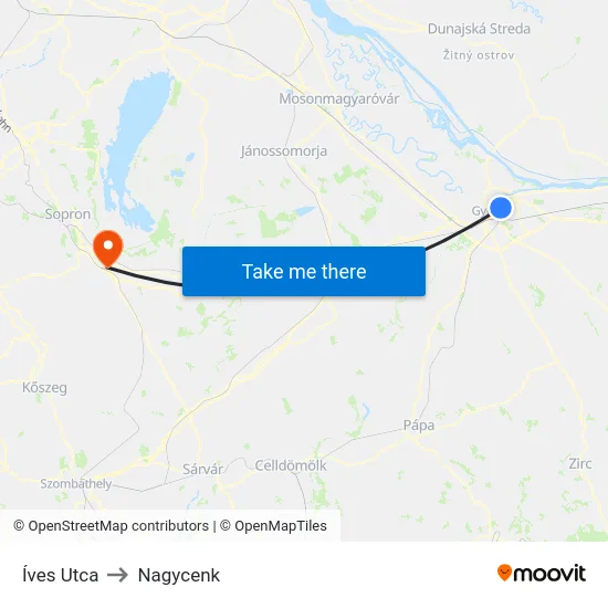 Íves Utca to Nagycenk map