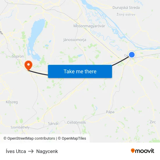 Íves Utca to Nagycenk map