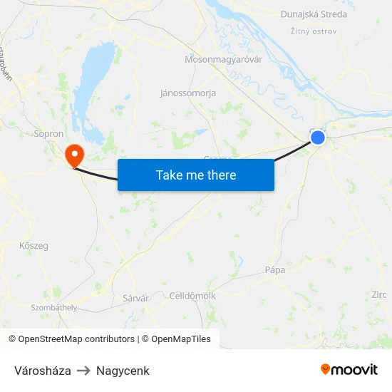 Városháza to Nagycenk map