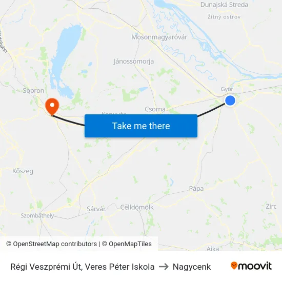 Régi Veszprémi Út, Veres Péter Iskola to Nagycenk map