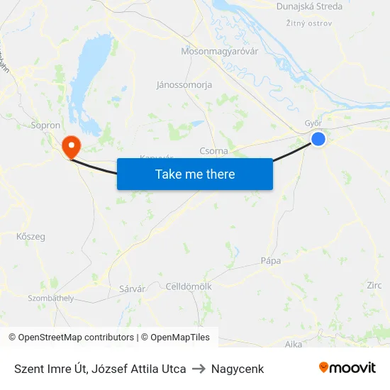 Szent Imre Út, József Attila Utca to Nagycenk map