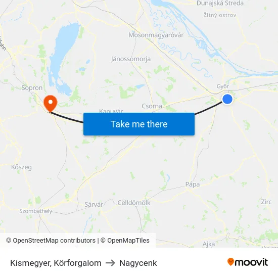 Kismegyer, Körforgalom to Nagycenk map