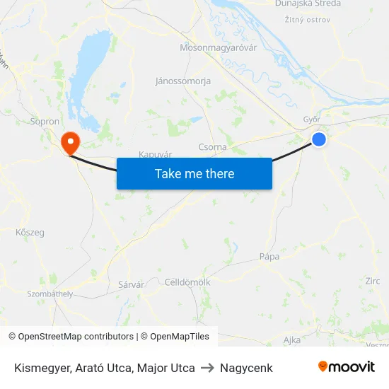 Kismegyer, Arató Utca, Major Utca to Nagycenk map