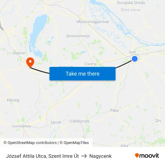 József Attila Utca, Szent Imre Út to Nagycenk map