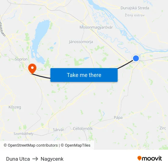 Duna Utca to Nagycenk map