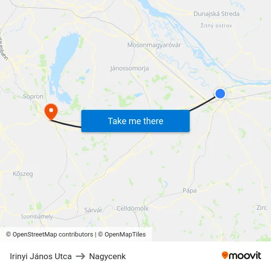 Irinyi János Utca to Nagycenk map