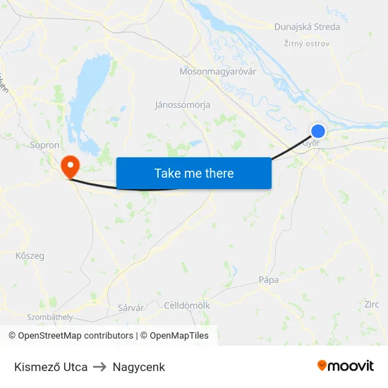 Kismező Utca to Nagycenk map