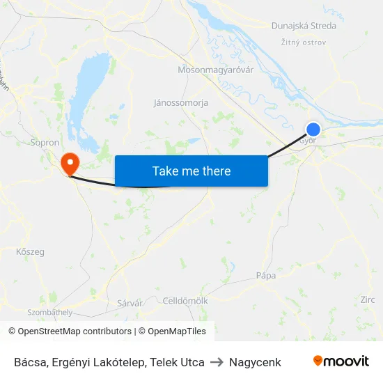 Bácsa, Ergényi Lakótelep, Telek Utca to Nagycenk map