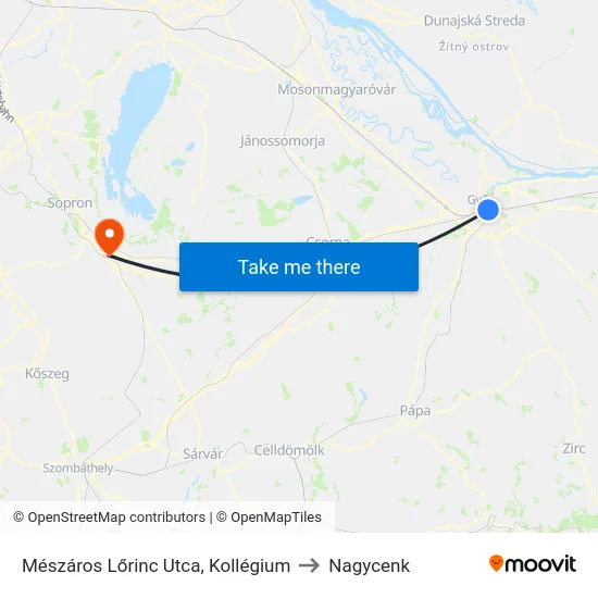 Mészáros Lőrinc Utca, Kollégium to Nagycenk map