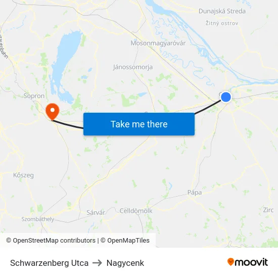Schwarzenberg Utca to Nagycenk map