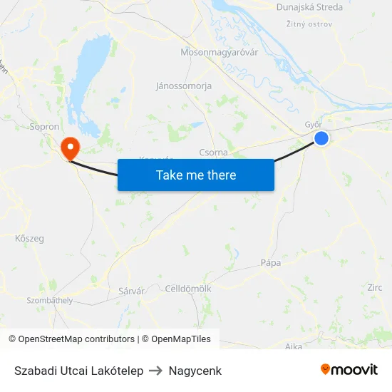 Szabadi Utcai Lakótelep to Nagycenk map
