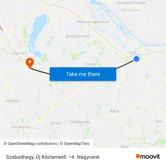 Szabadhegy, Új Köztemető to Nagycenk map